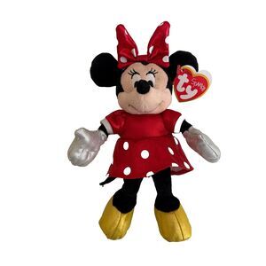 Disney TY Sparkle Minnie Mouse Bean Bag Plush 8" NWT
